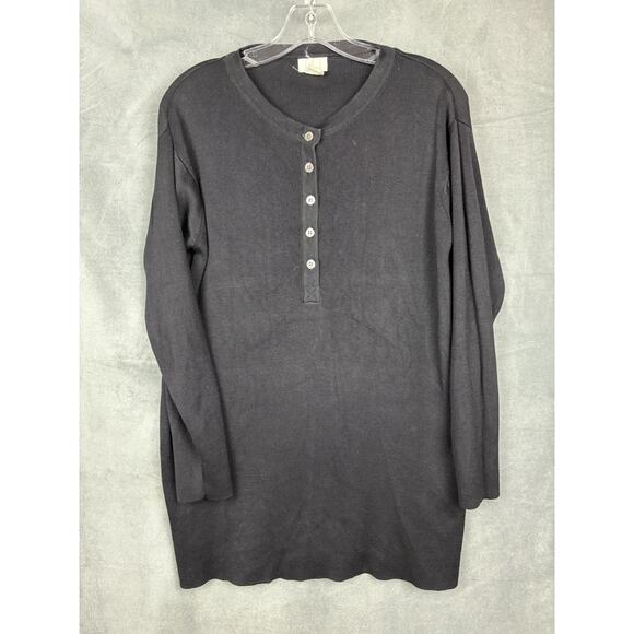 Belford Knit Sweater Womens Small Black 100% Silk Henley Tunic - Picture 11 of 12